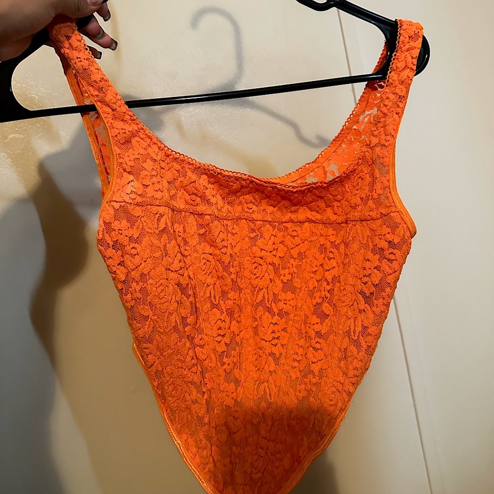 Orange lace corset top